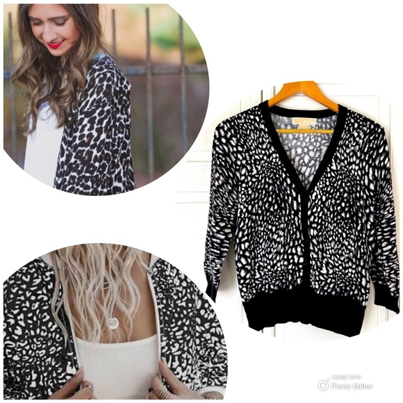 Michael Kors Black Cheetah Button up Cardigan - Picture 2 of 9